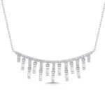14K Beyaz Altın Pırlanta Kolye – Baget Sarkıtlı Fringe (Saçak) Tasarım