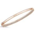 14K Rose Altın Bangle Bileklik – Pırlanta Pave Yarım Şerit Tasarım