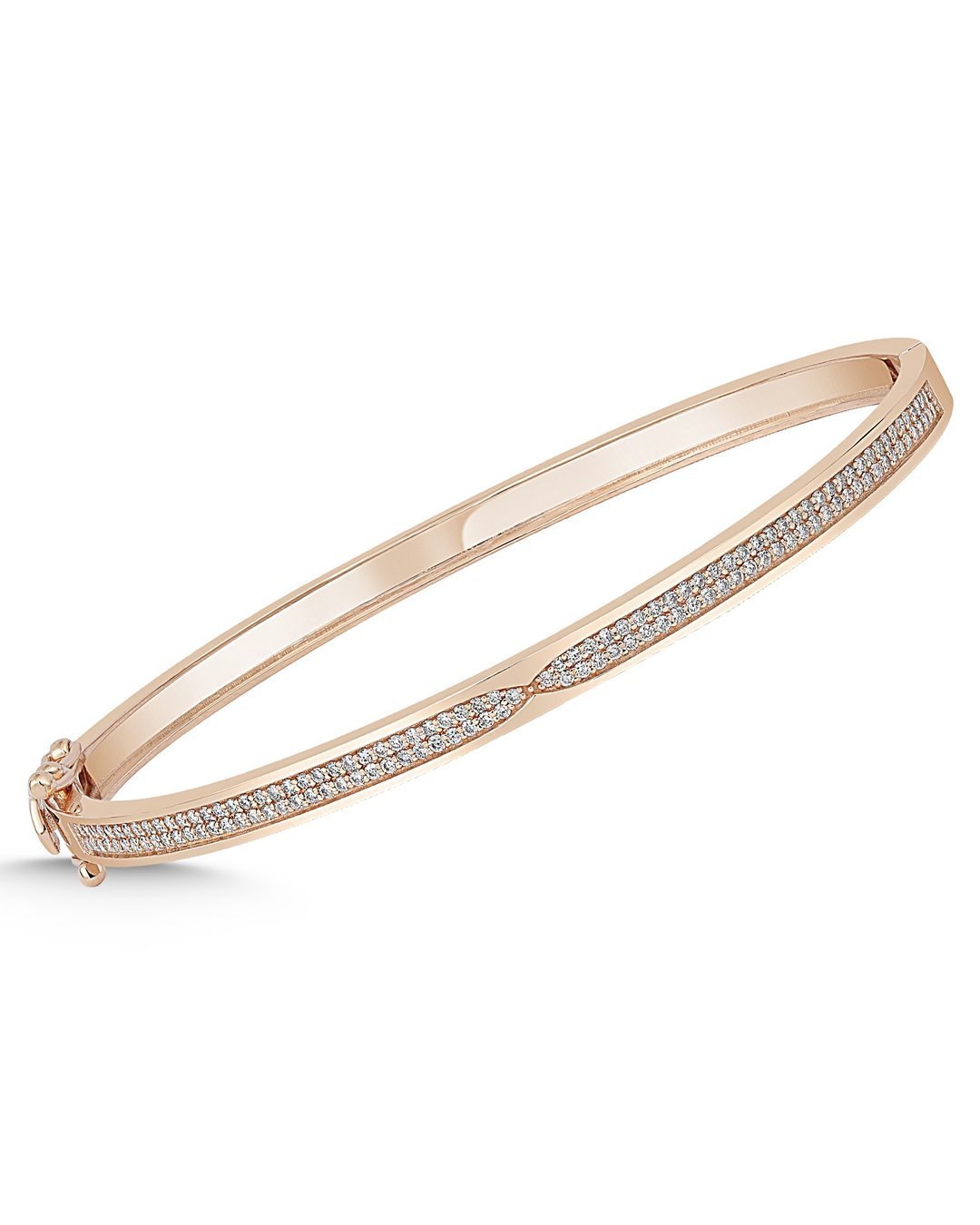BL0000511_final 14K Rose Altın Bangle Bileklik – Pırlanta Pave Yarım Şerit Tasarım - Görsel 1