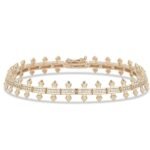 14K Sarı Altın Dikenli (Spike) Pırlanta Bileklik – Gotik Studded Tasarım
