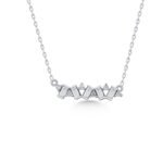 Baget ve Yuvarlak Kesim Pırlanta Zikzak Desenli Kolye – 14 Ayar Beyaz Altın
