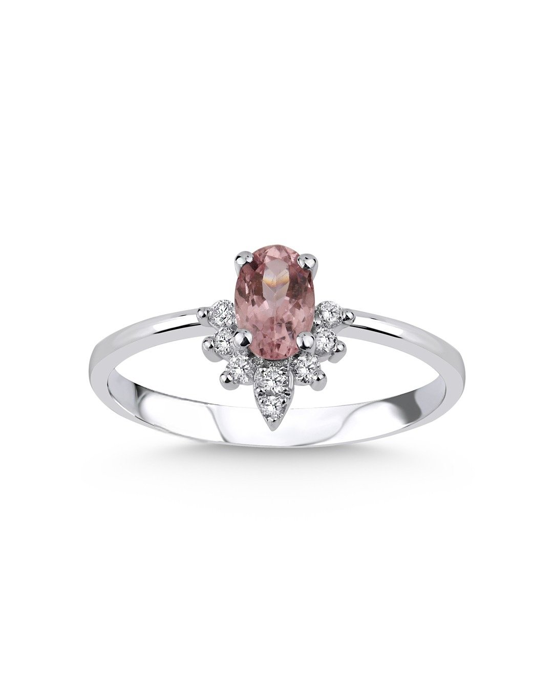 Oval Kesim Pembe Taşlı ve Yuvarlak Kesim Pırlanta Detaylı Yüzük – 14 Ayar Beyaz Altın Oval Kesim Pembe Taşlı ve Yuvarlak Kesim Pırlanta Detaylı Yüzük – 14 Ayar Beyaz Altın